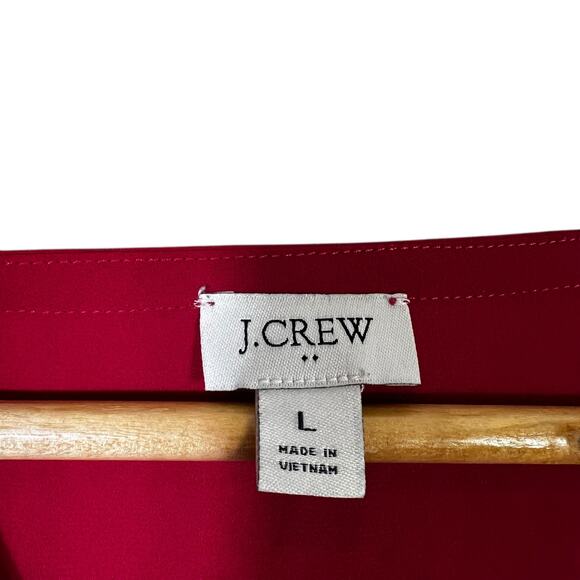 J. Crew Long Sleeve V-Neck Blouse Womens L Fuchsia Pink Feminine Career Classic - Picture 6 of 7